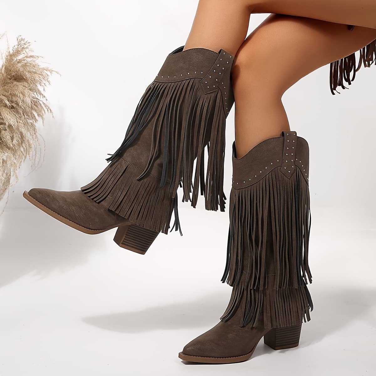 Fringed Studded Western Boots – image 8