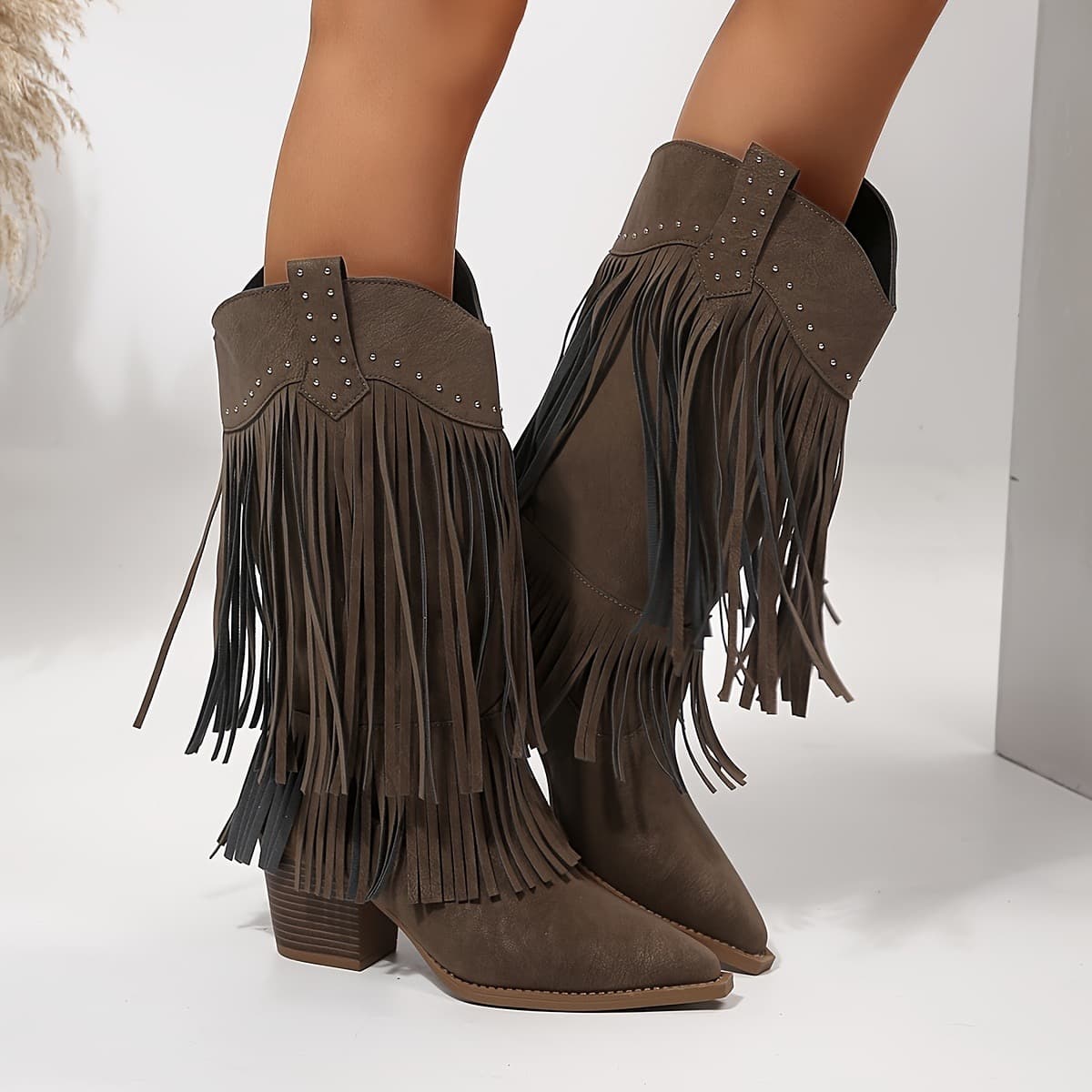 Fringed Studded Western Boots – image 5