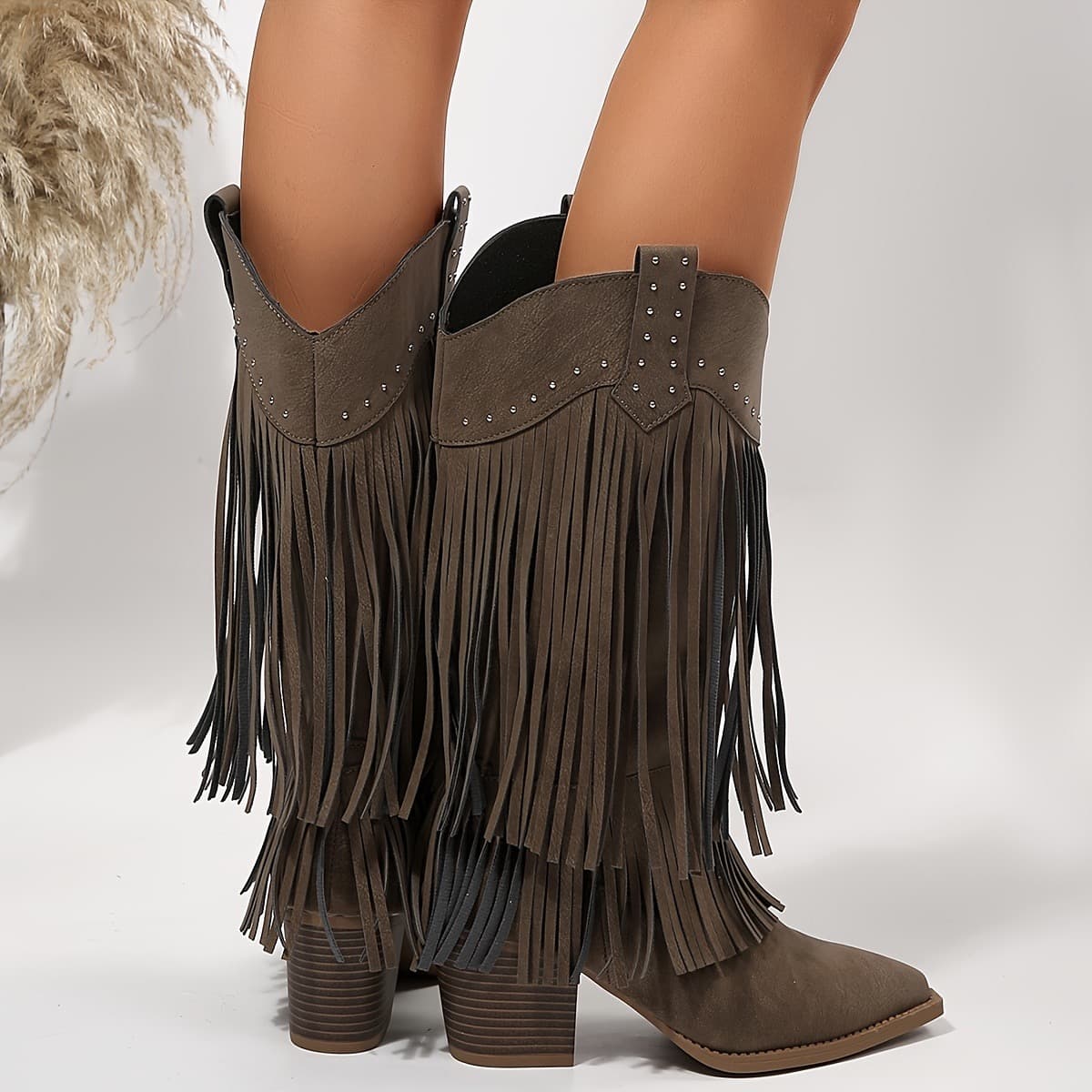 Fringed Studded Western Boots – image 4