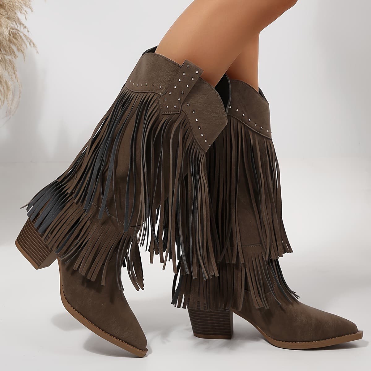 Fringed Studded Western Boots – image 9