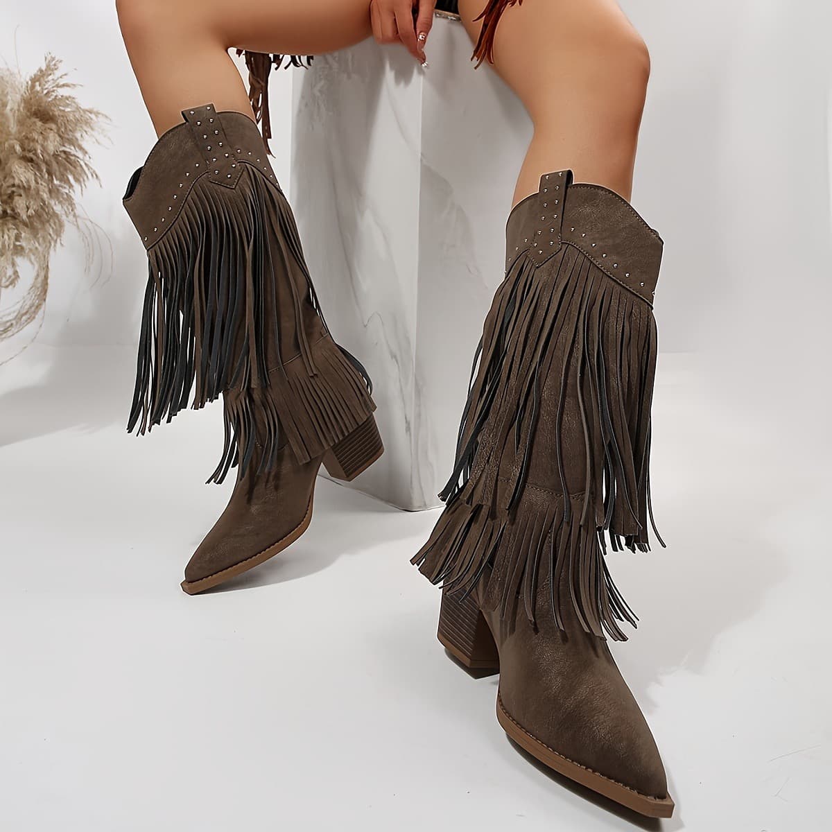 Fringed Studded Western Boots – image 6