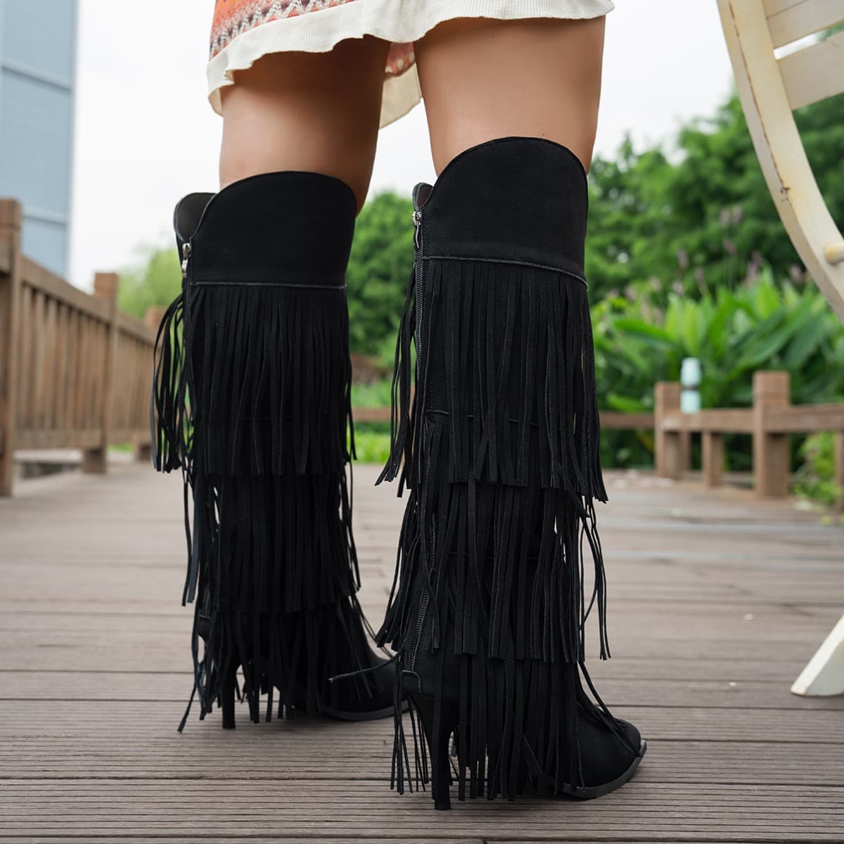 Fringe Suede Heeled Boots – image 3