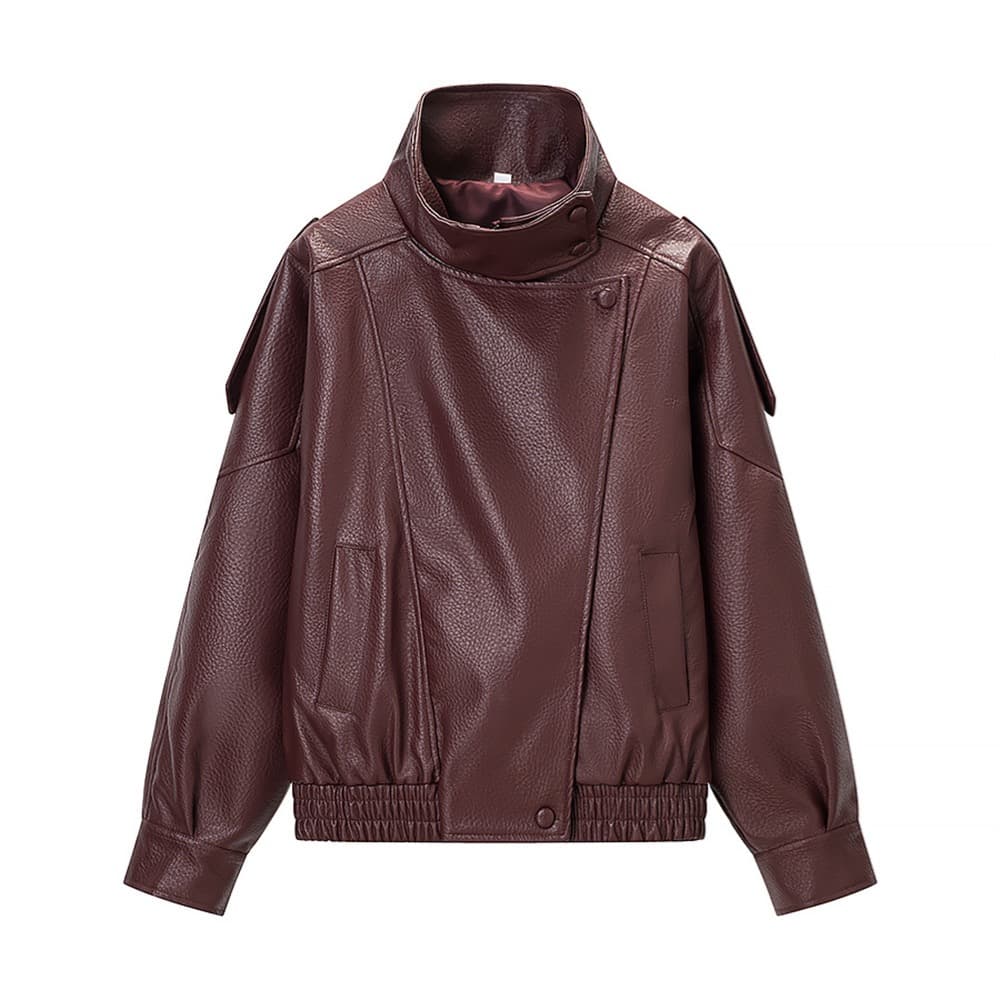 Faux Leather Oversized Bomber Jacket – image 3
