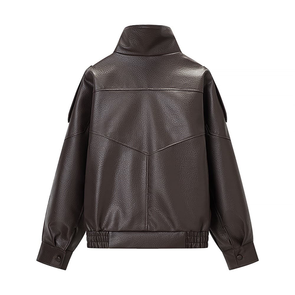 Faux Leather Oversized Bomber Jacket – image 7