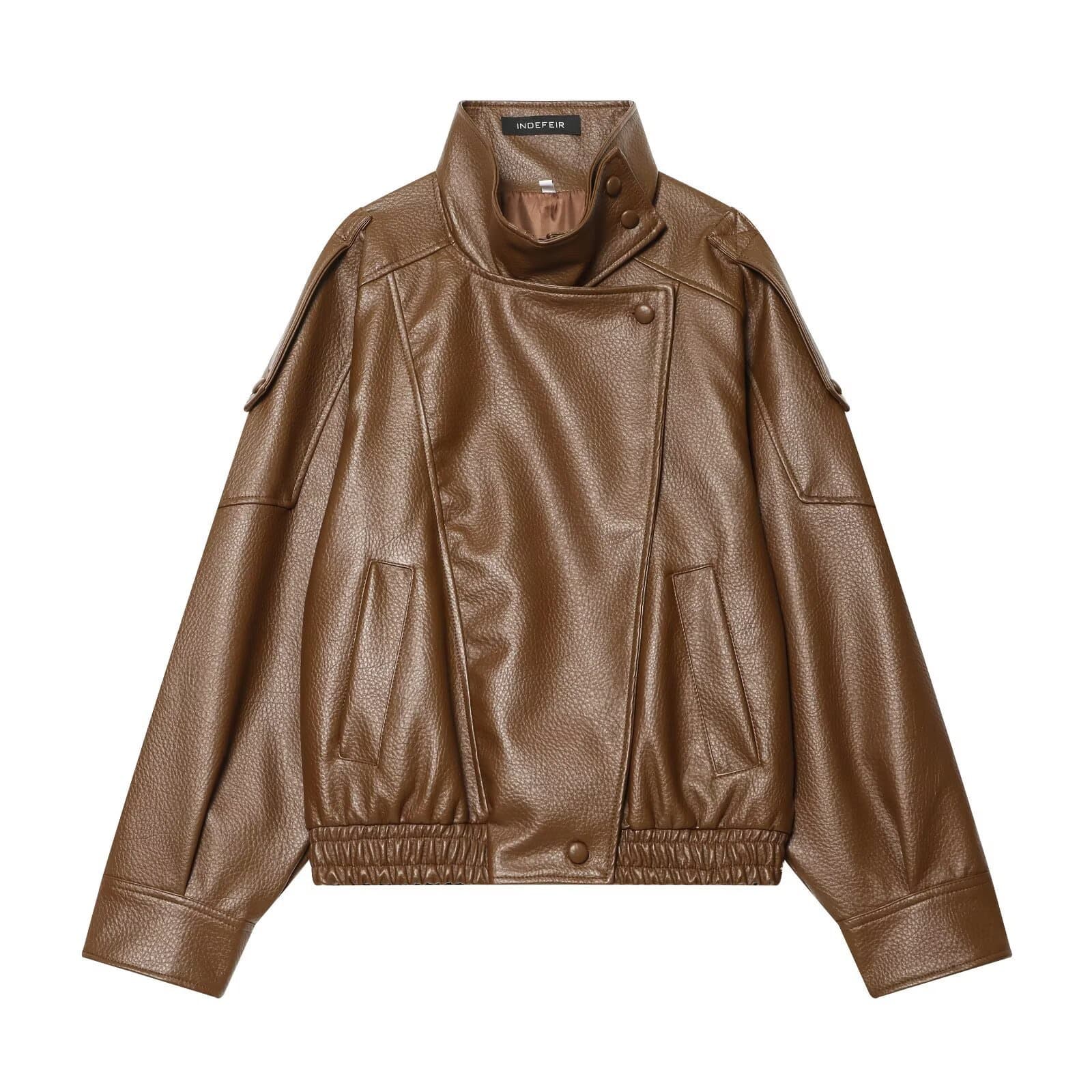 Faux Leather Oversized Bomber Jacket – image 5