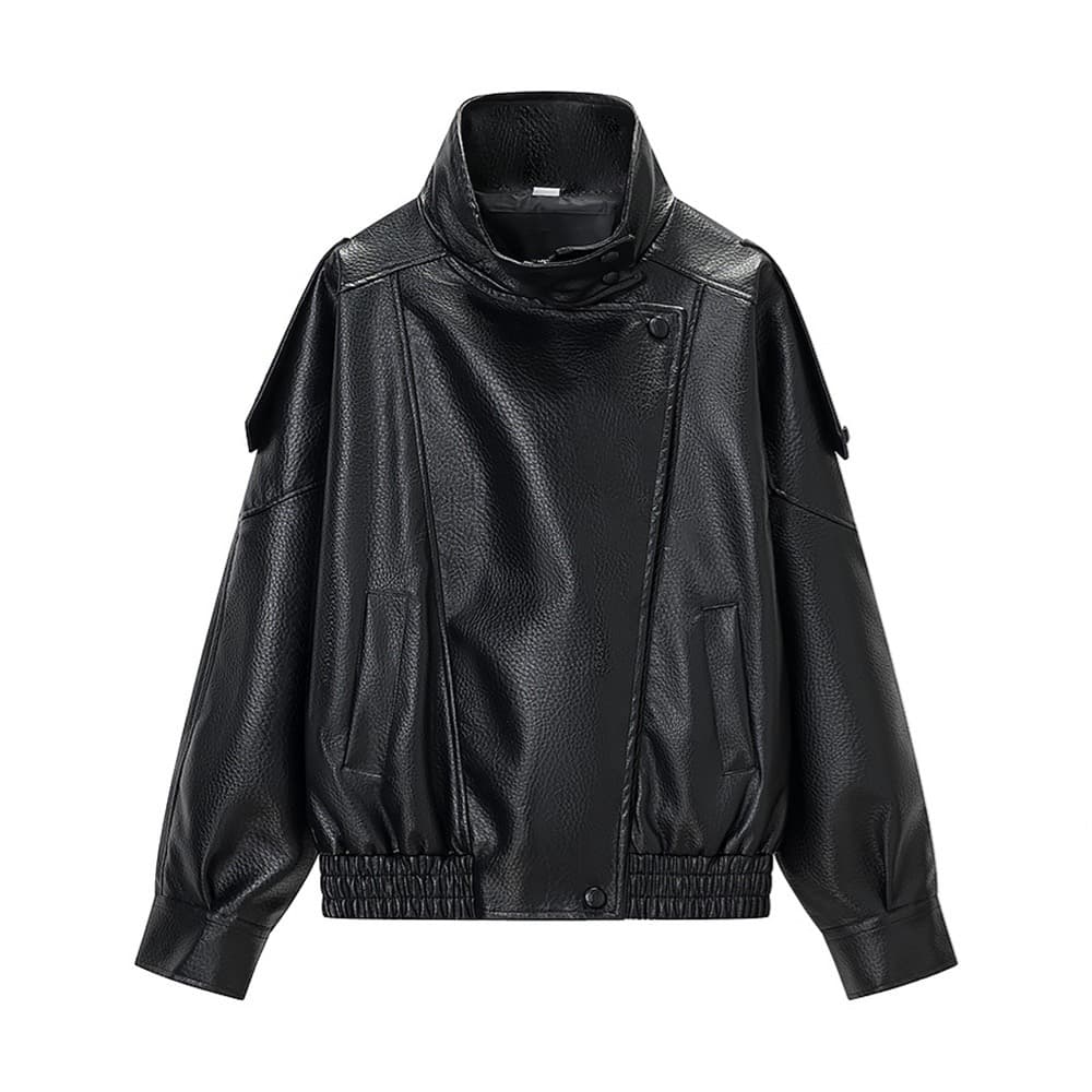 Faux Leather Oversized Bomber Jacket – image 2