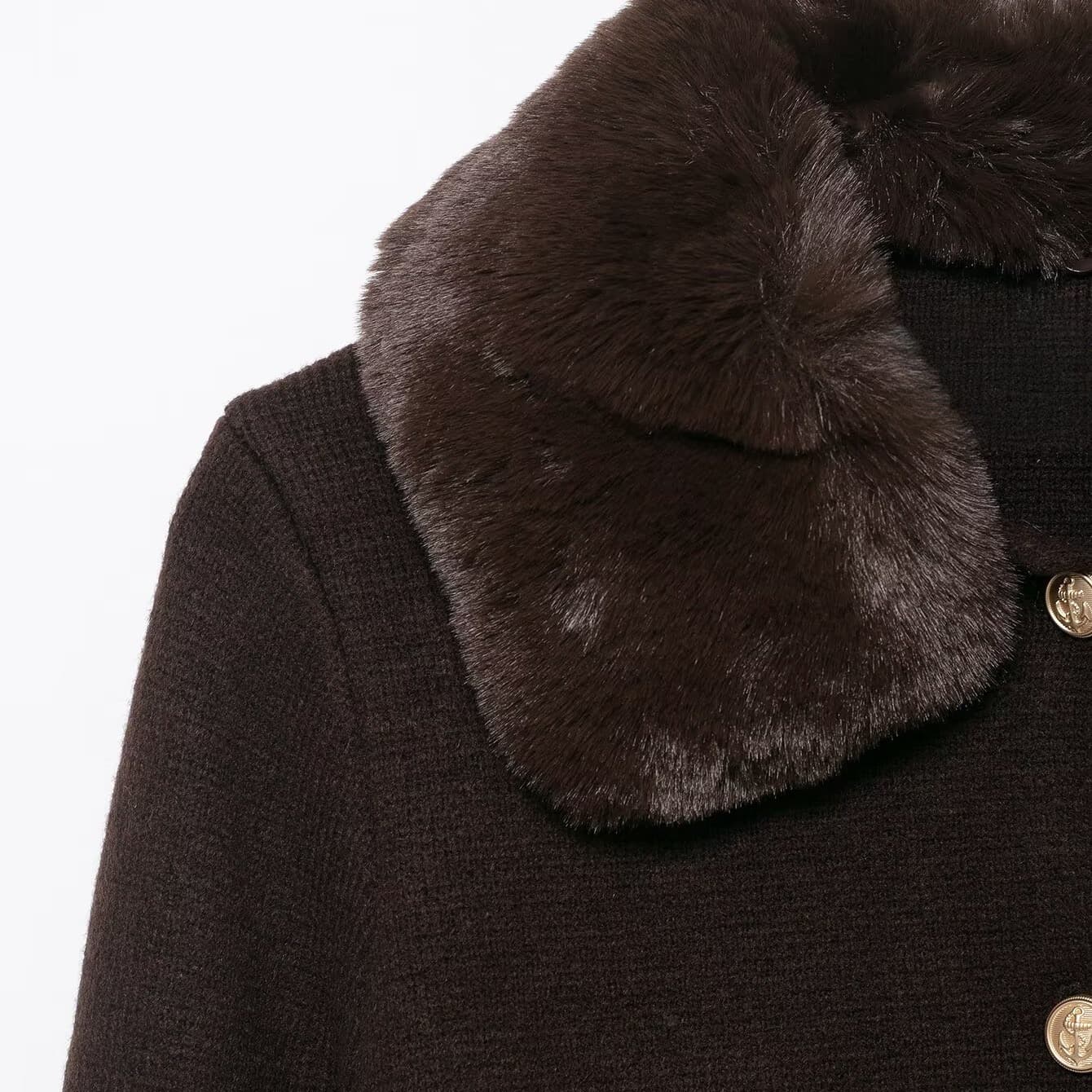 Faux Fur Collar Knit Cardigan – image 5