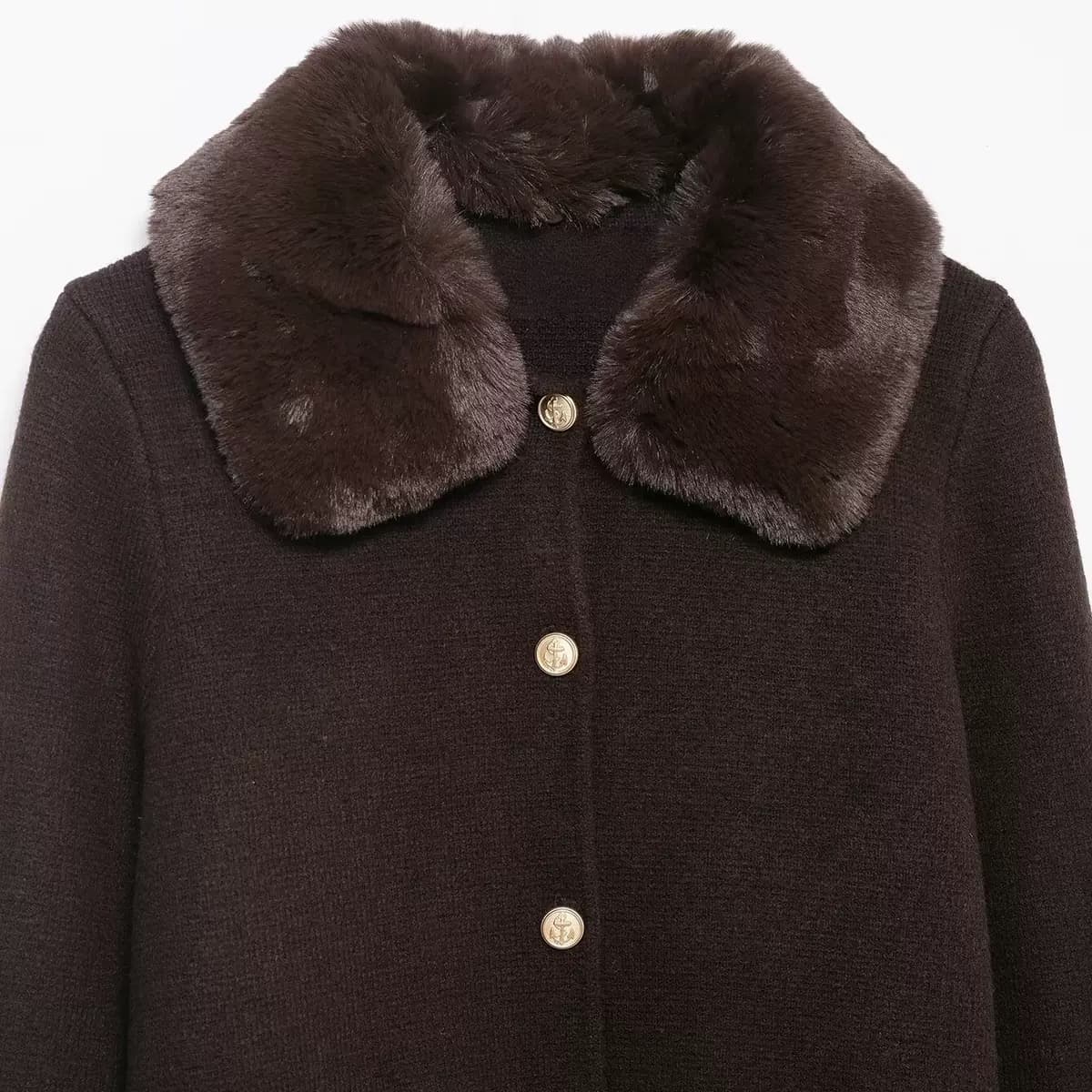 Faux Fur Collar Knit Cardigan – image 4