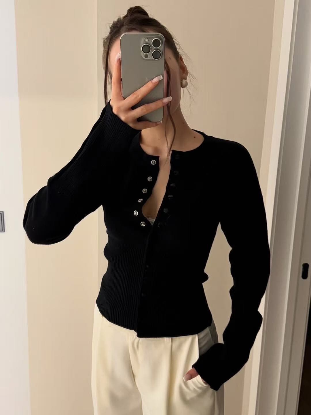 Ribbed Button Down Knit Cardigan – image 2