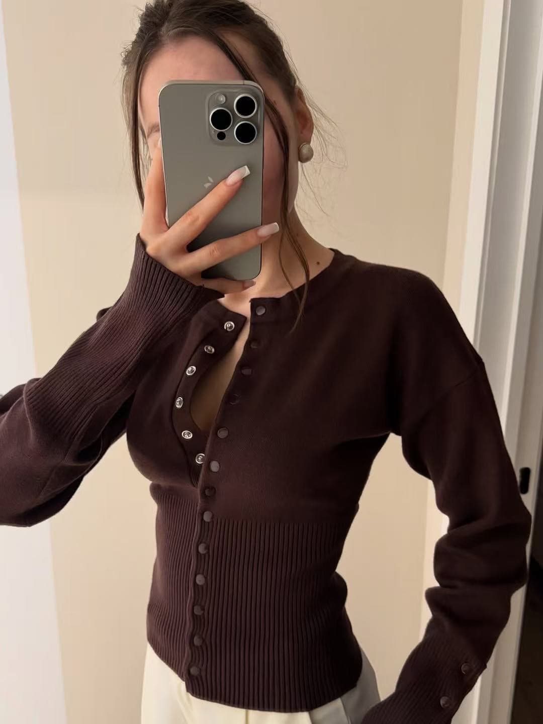 Ribbed Button Down Knit Cardigan