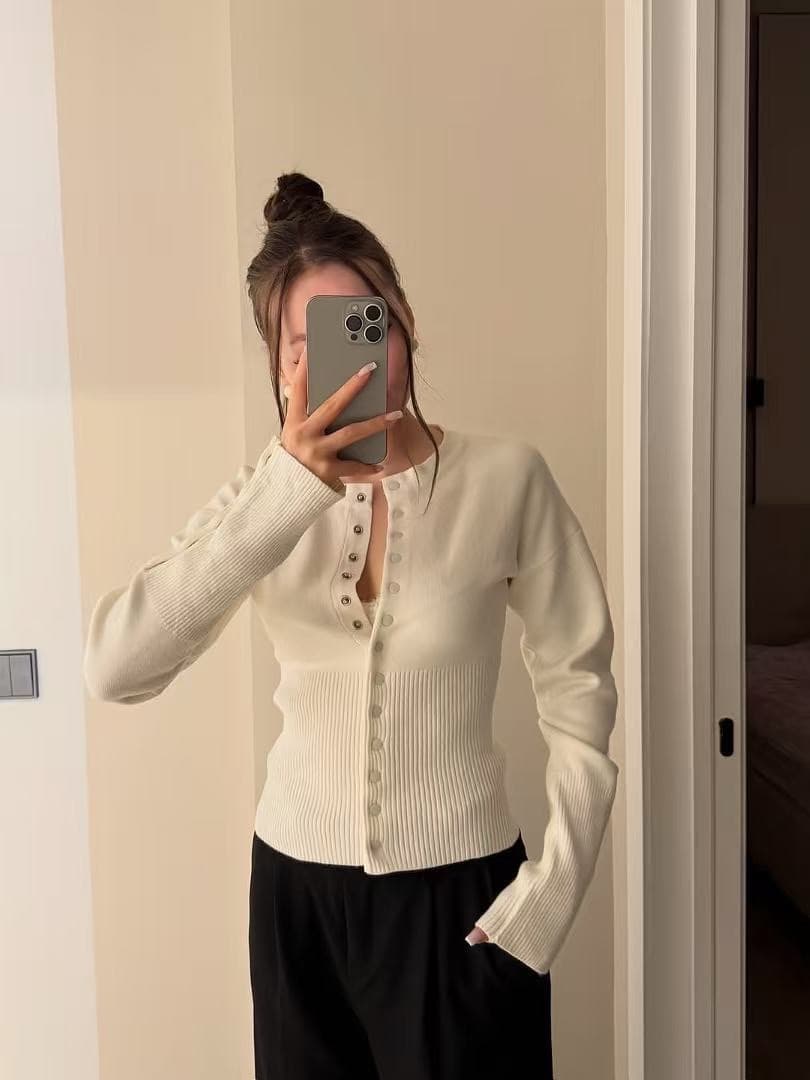 Ribbed Button Down Knit Cardigan – image 3
