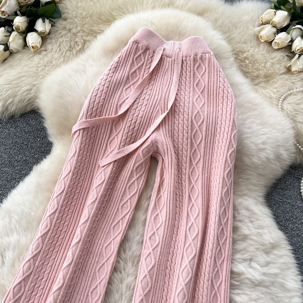 Cable Knit Wide Leg Trousers – image 7