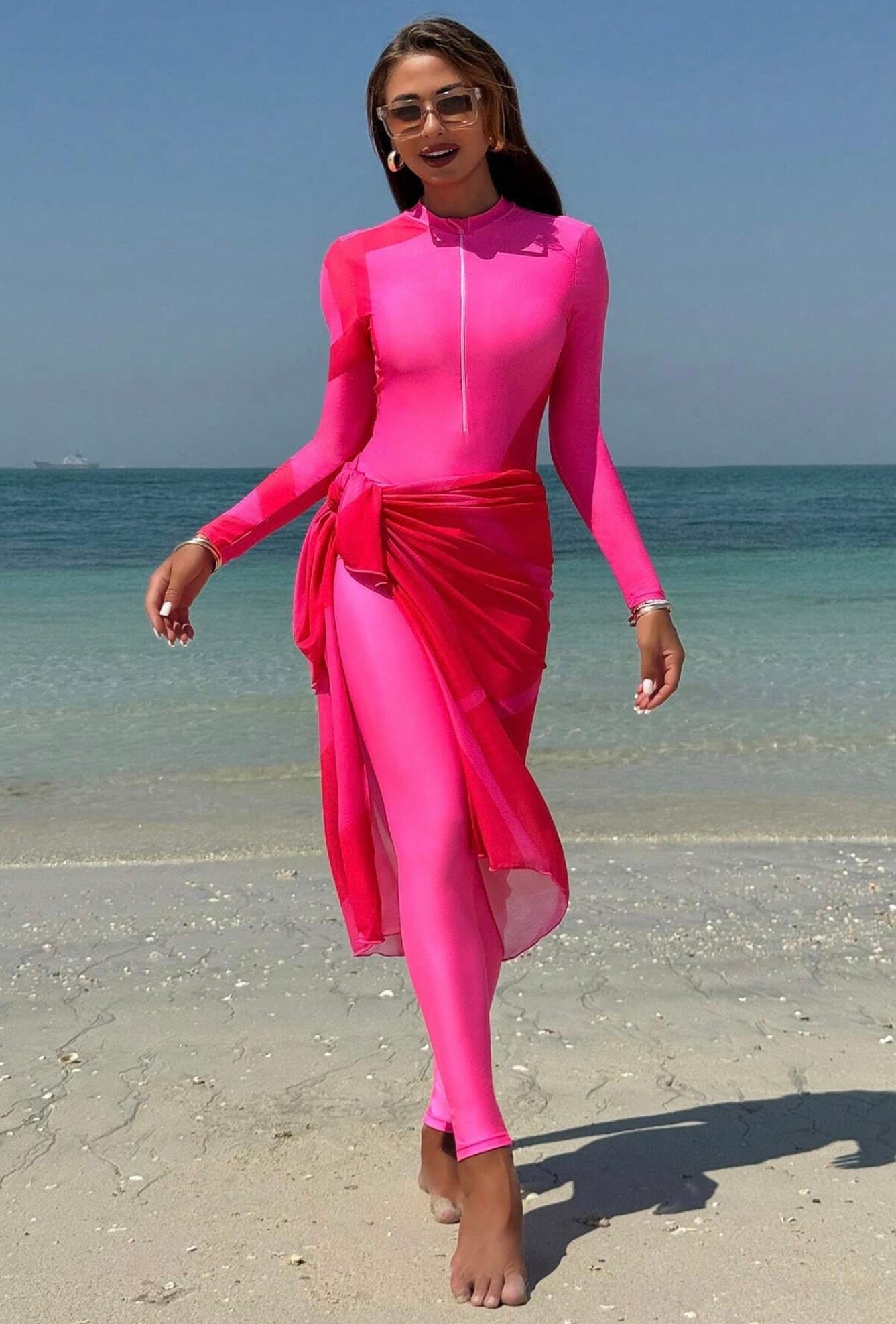 Neon Pink Modest Swimsuit Set – image 2