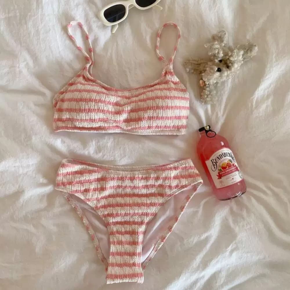 Striped Bikini and Shirt Set – image 3