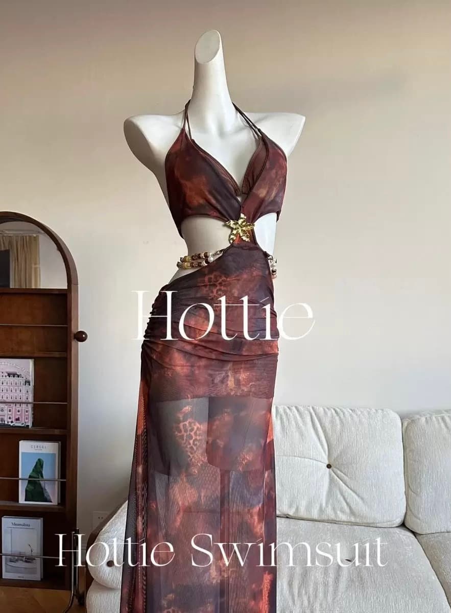 Abstract Print Cutout Maxi Coverup – image 3
