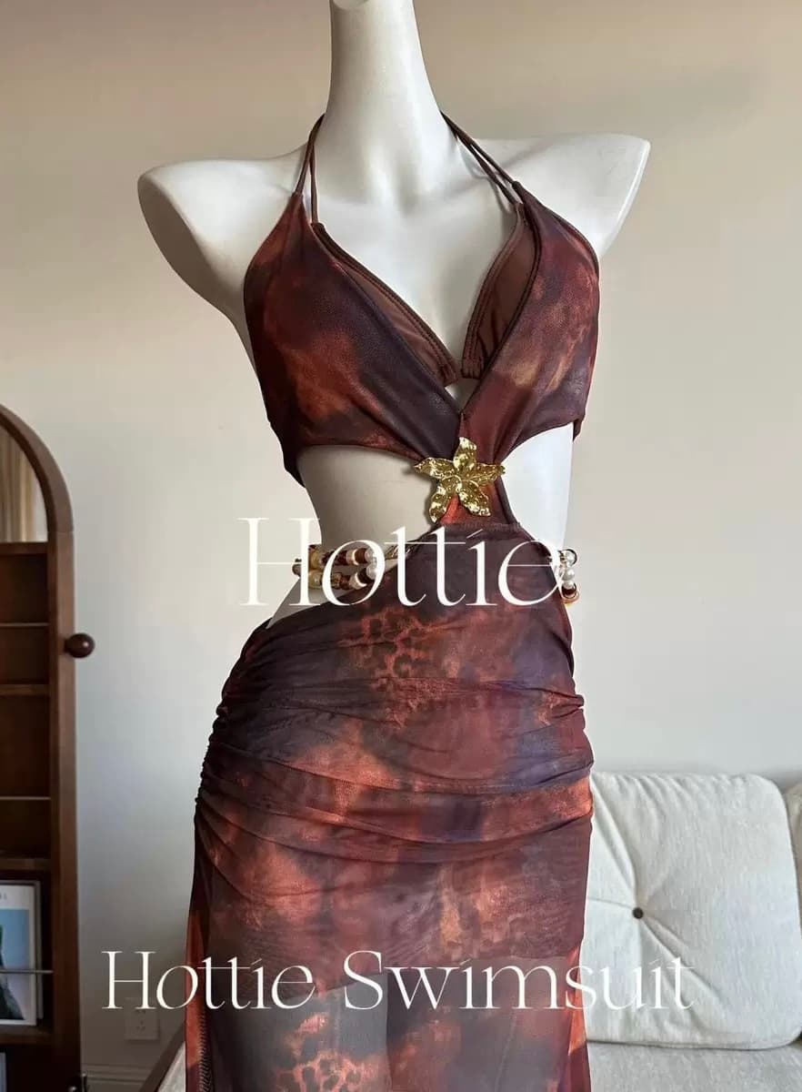 Abstract Print Cutout Maxi Coverup – image 4