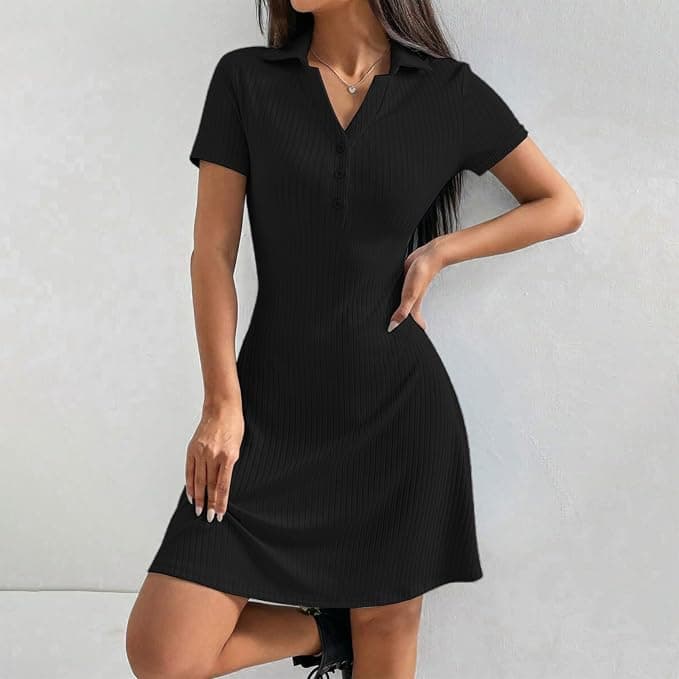 Ribbed Polo Mini Dress – image 3