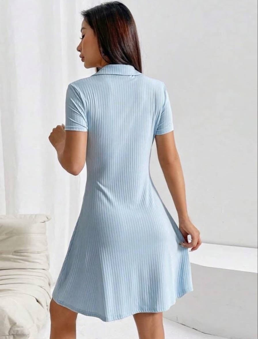 Ribbed Polo Mini Dress – image 5