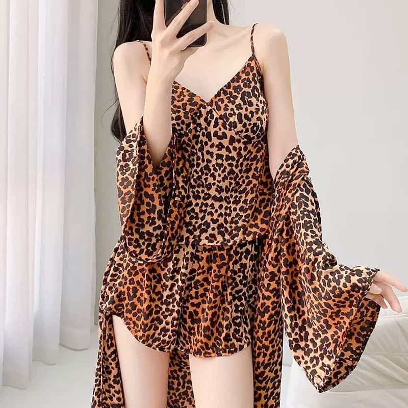 Leopard Print Satin Three Piece Set – image 2