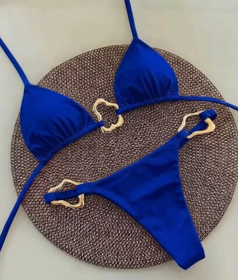 Gold-Accent Triangle Bikini Set – image 6