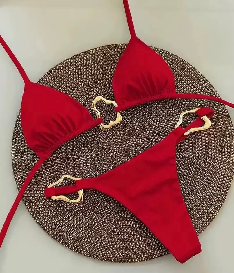 Gold-Accent Triangle Bikini Set – image 3