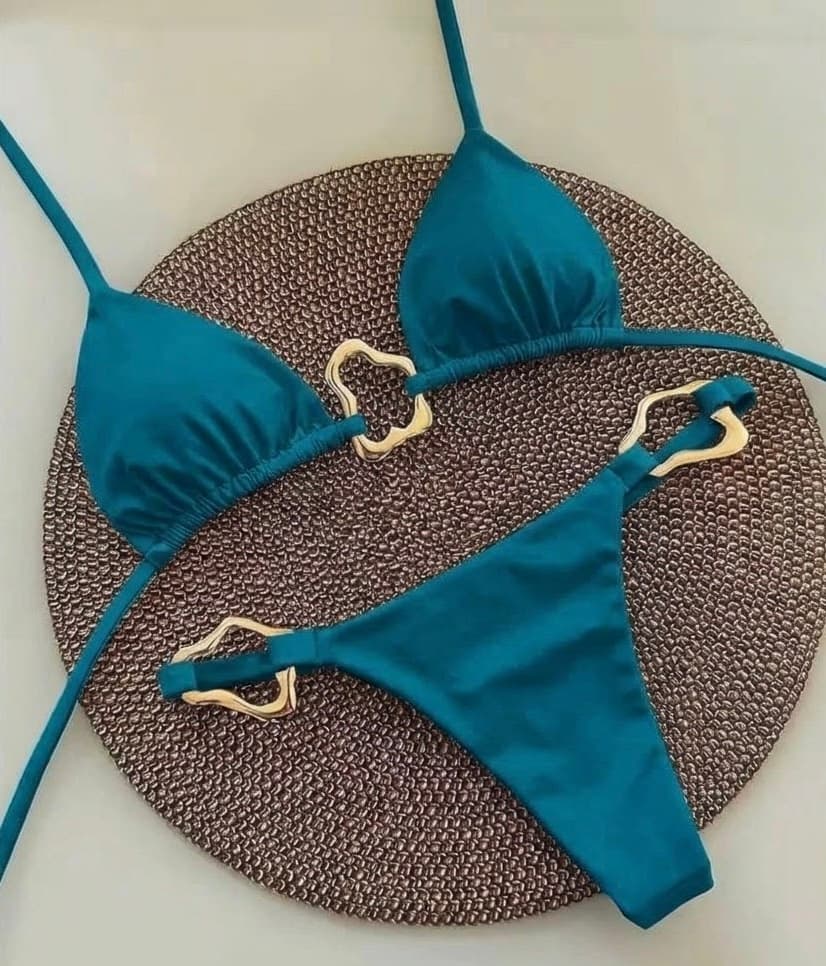 Gold-Accent Triangle Bikini Set – image 7