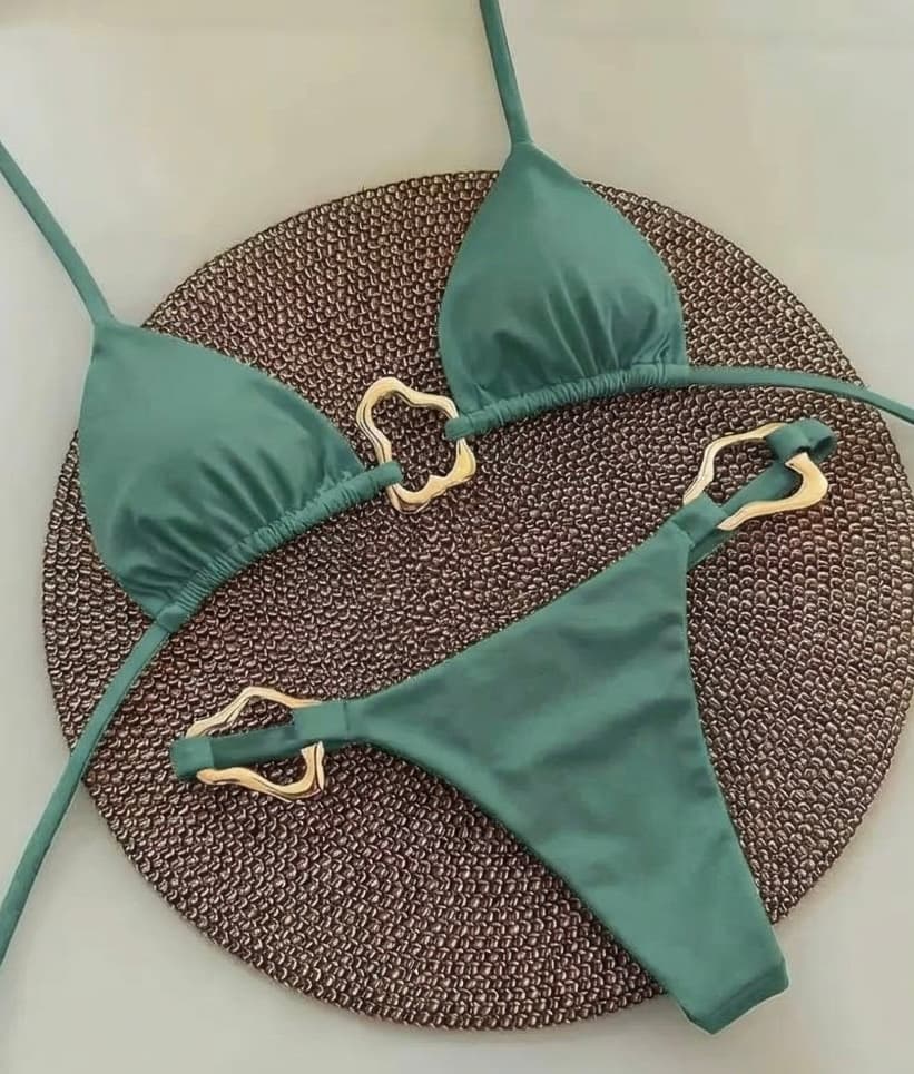 Gold-Accent Triangle Bikini Set – image 8