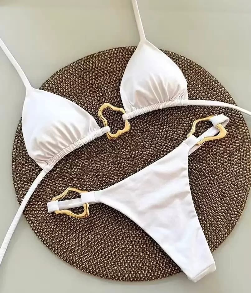 Gold-Accent Triangle Bikini Set – image 2
