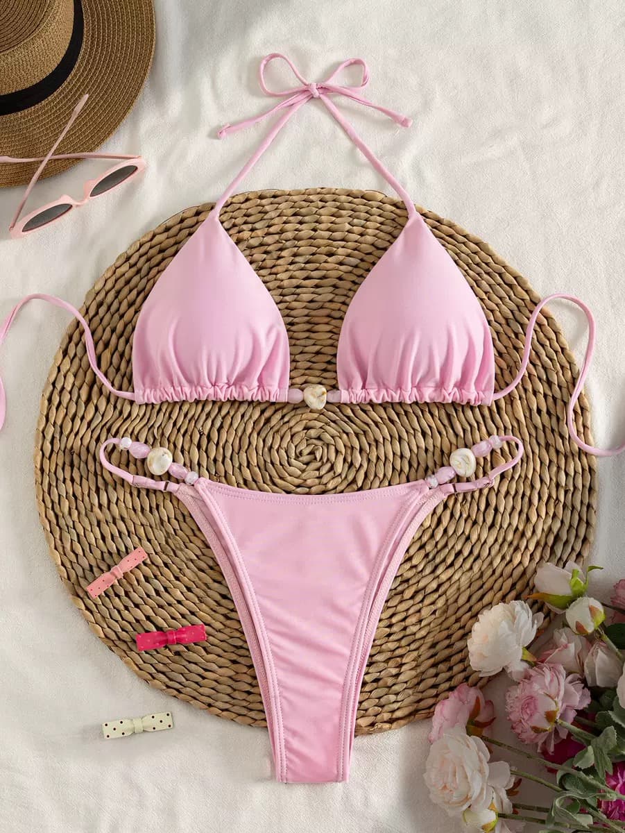 Beaded Detail Halter Bikini Set – image 7