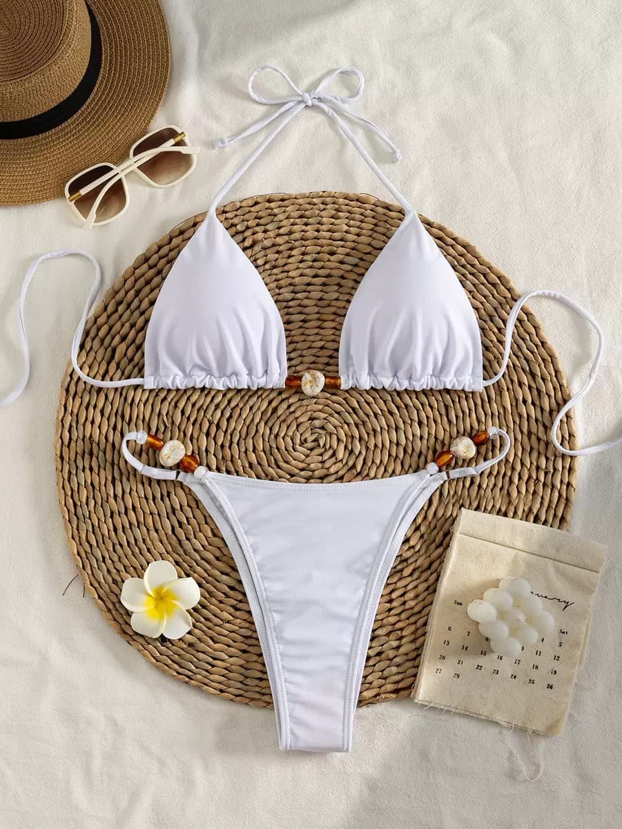 Beaded Detail Halter Bikini Set – image 5
