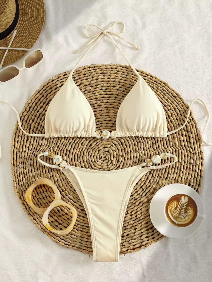 Beaded Detail Halter Bikini Set – image 4