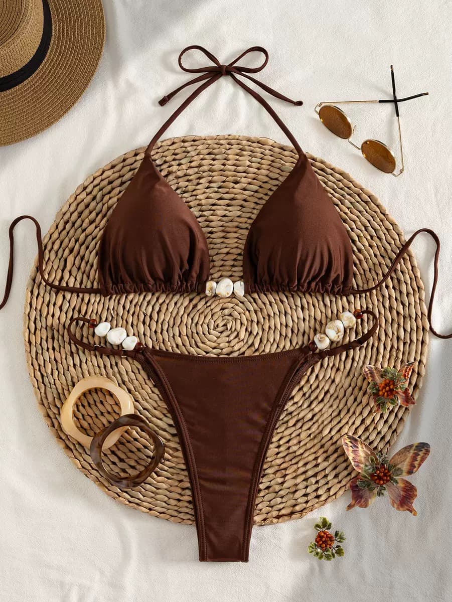 Beaded Detail Halter Bikini Set – image 6