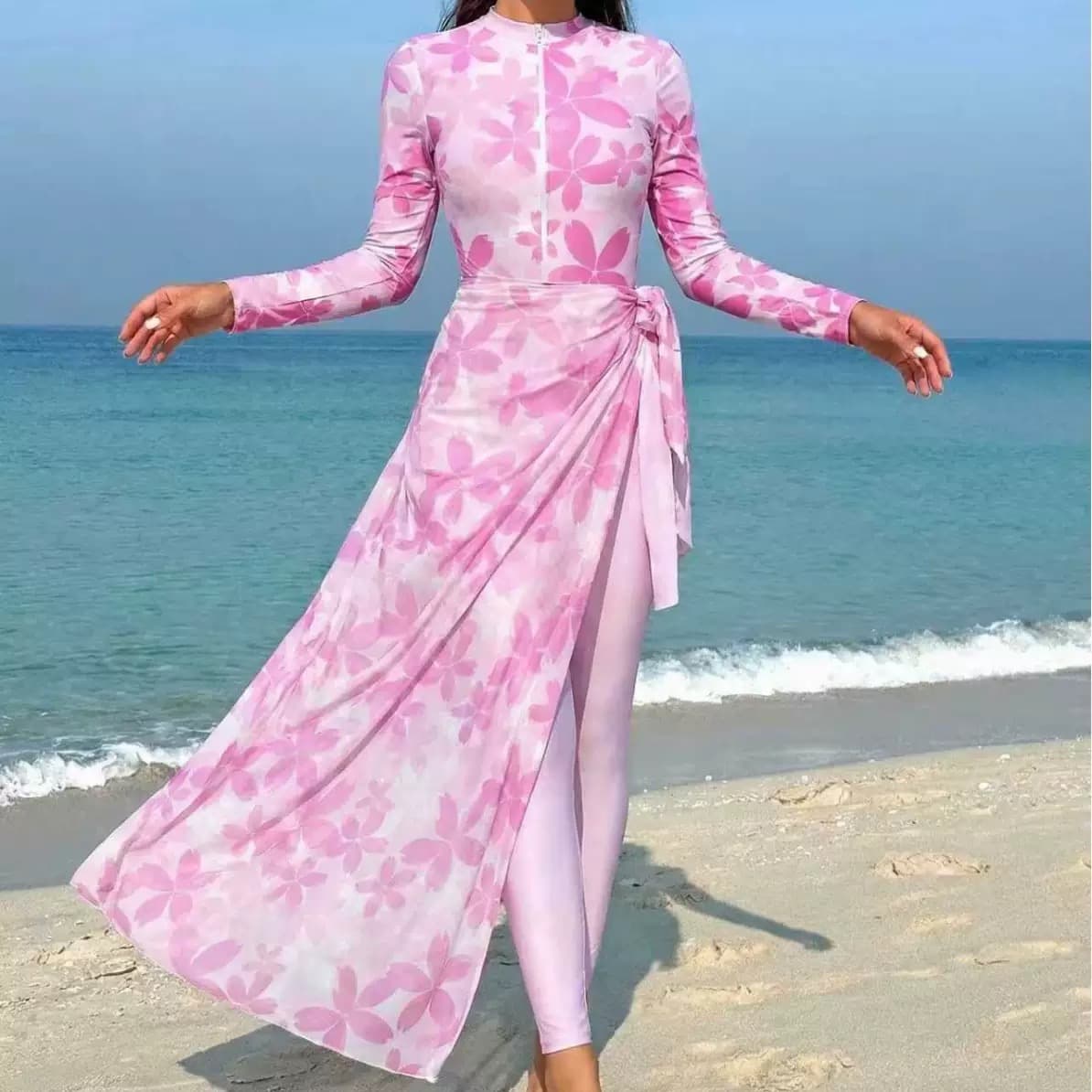 Floral Print Modest Swimsuit