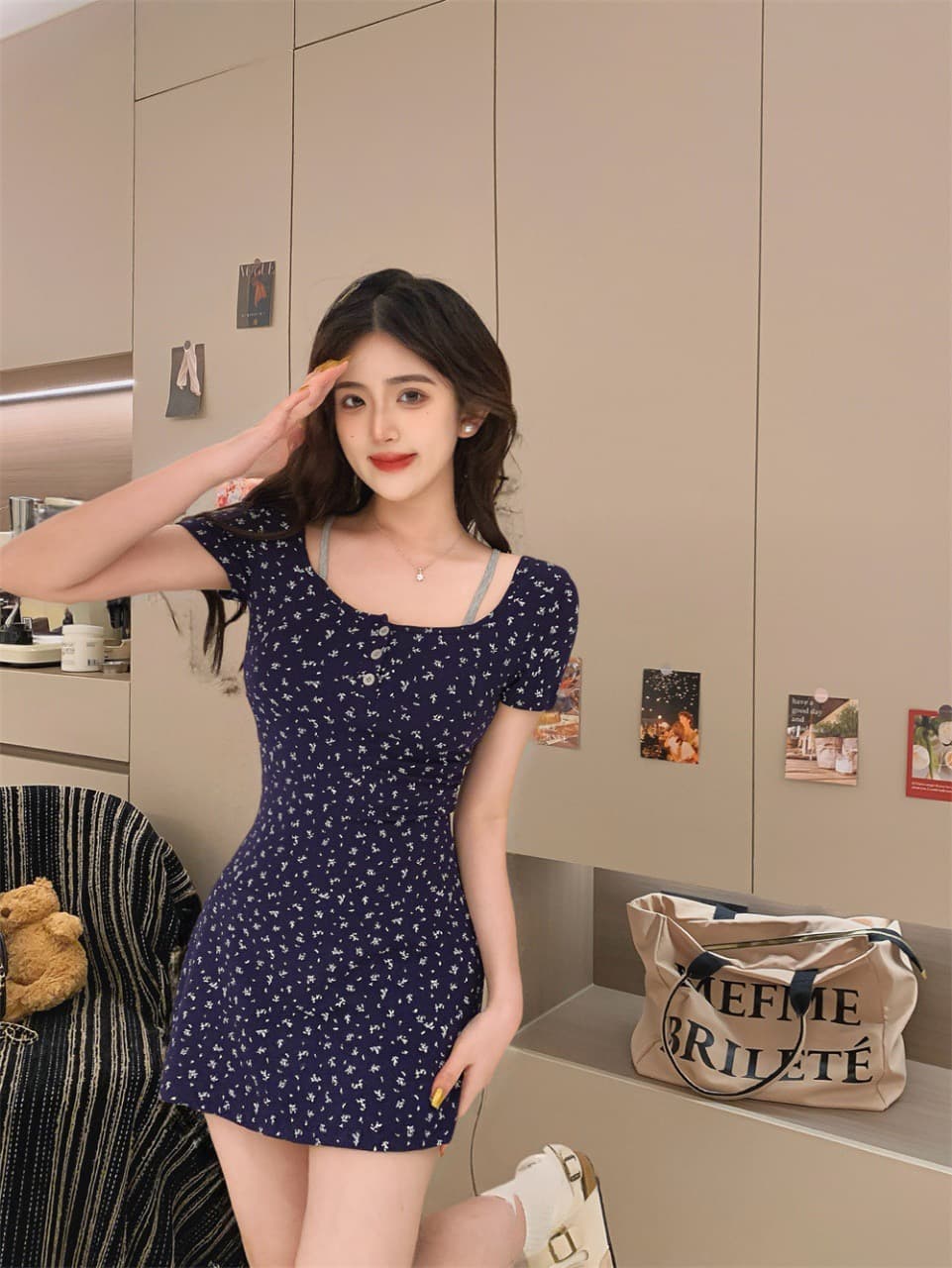کراسی کورتی گوڵداری دوگمەدار – وێنەی 2