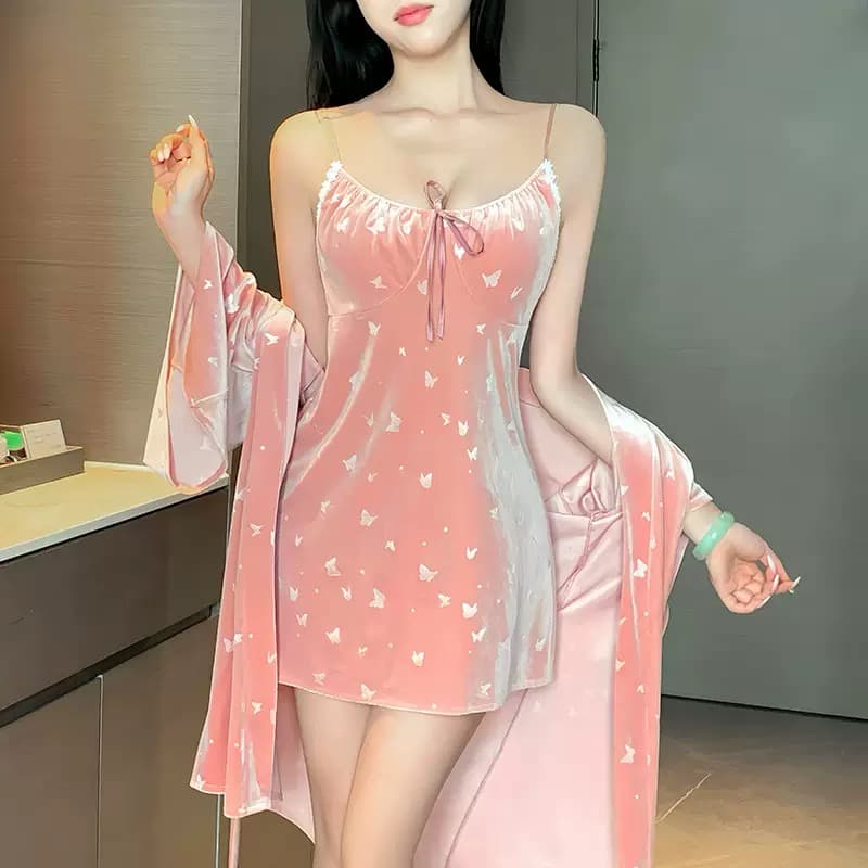 Velvet Butterfly Print Loungewear Set – image 3