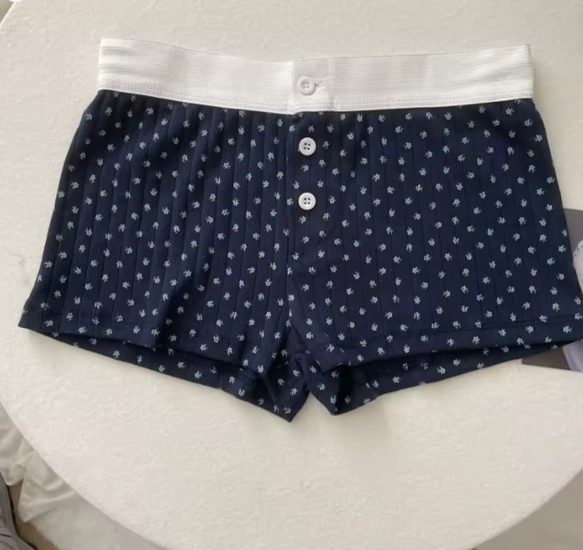 Floral Ribbed Knit Lounge Shorts – image 3