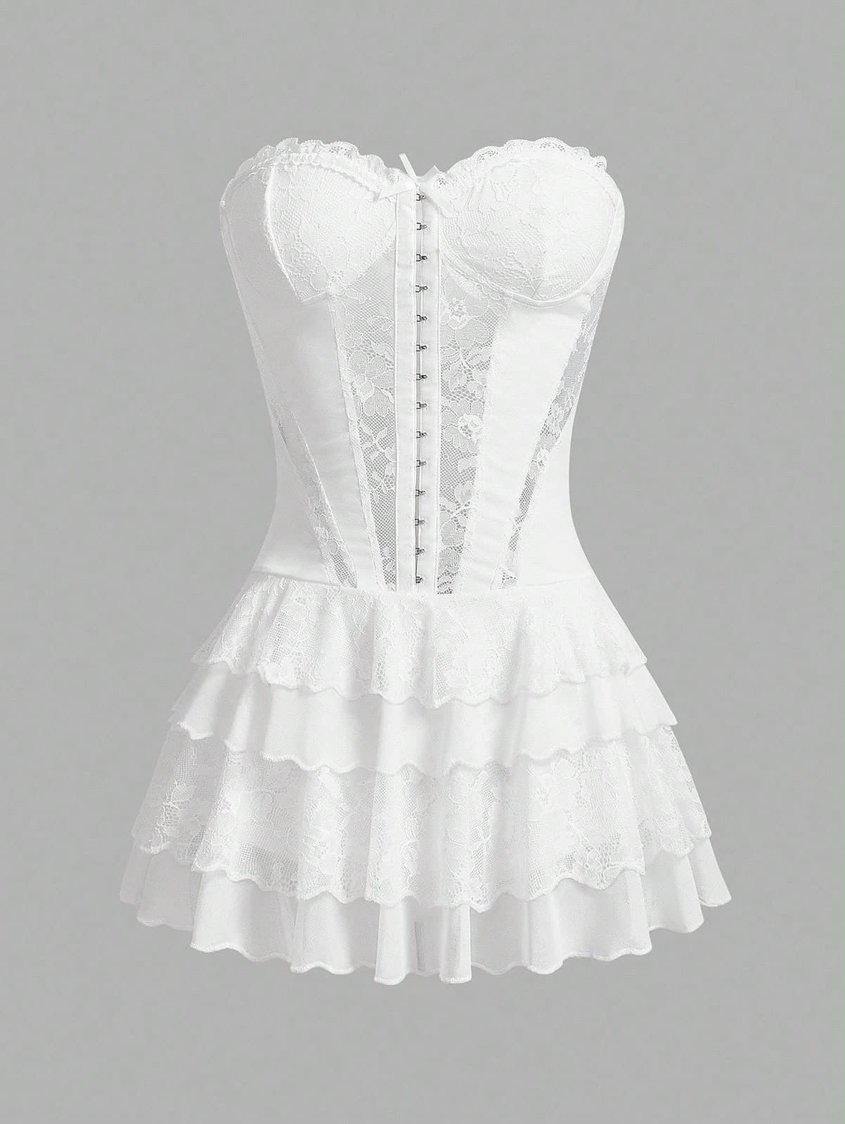 Lace Tiered Corset Mini Dress – image 6
