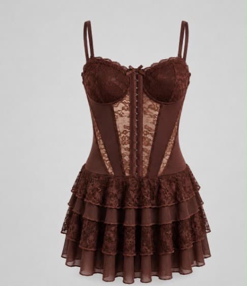Lace Tiered Corset Mini Dress – image 2