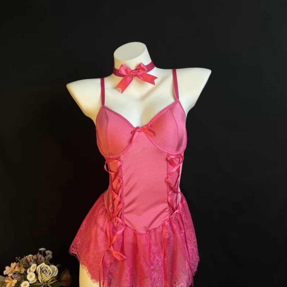 Lace Trimmed Corset Lingerie Set – image 6