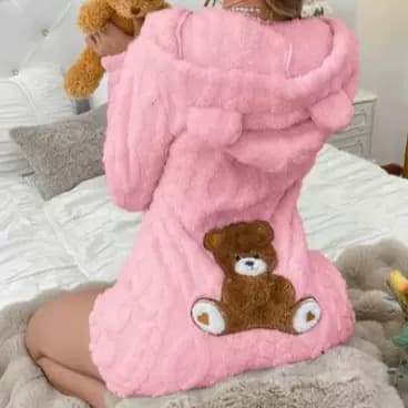 Plush Teddy Bear Hooded Romper