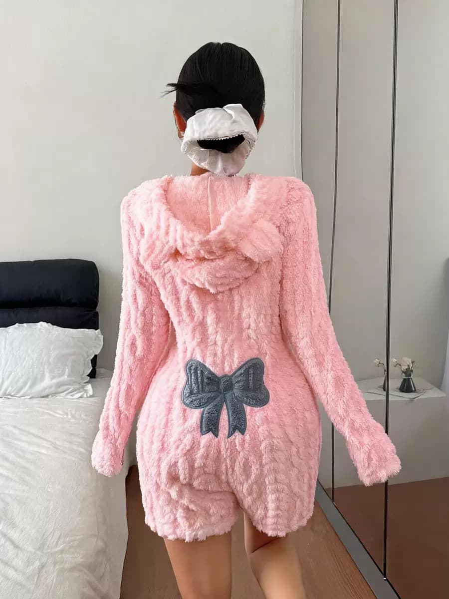Plush Bear Ear Hooded Romper