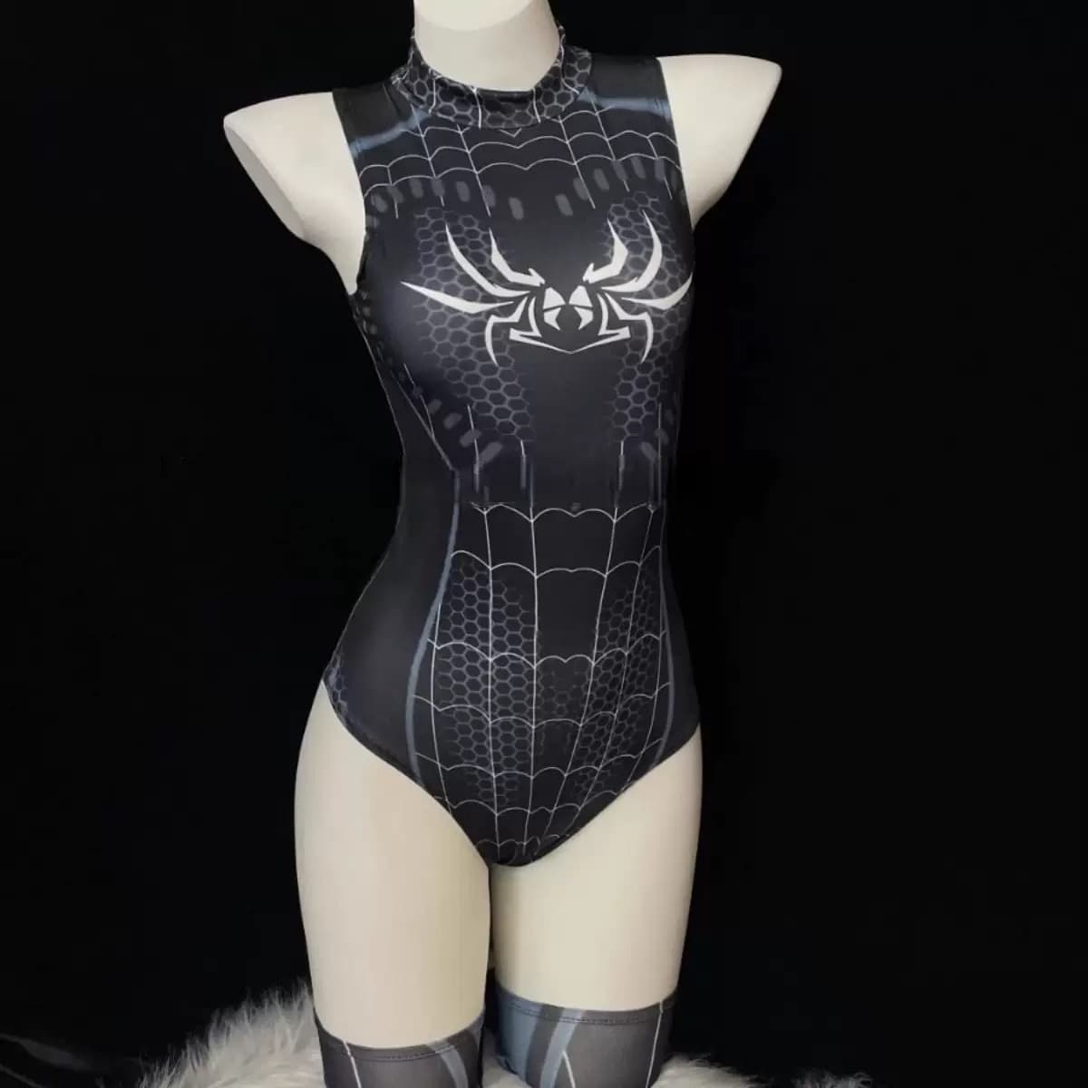 Spider Print Mock Neck Bodysuit – image 3