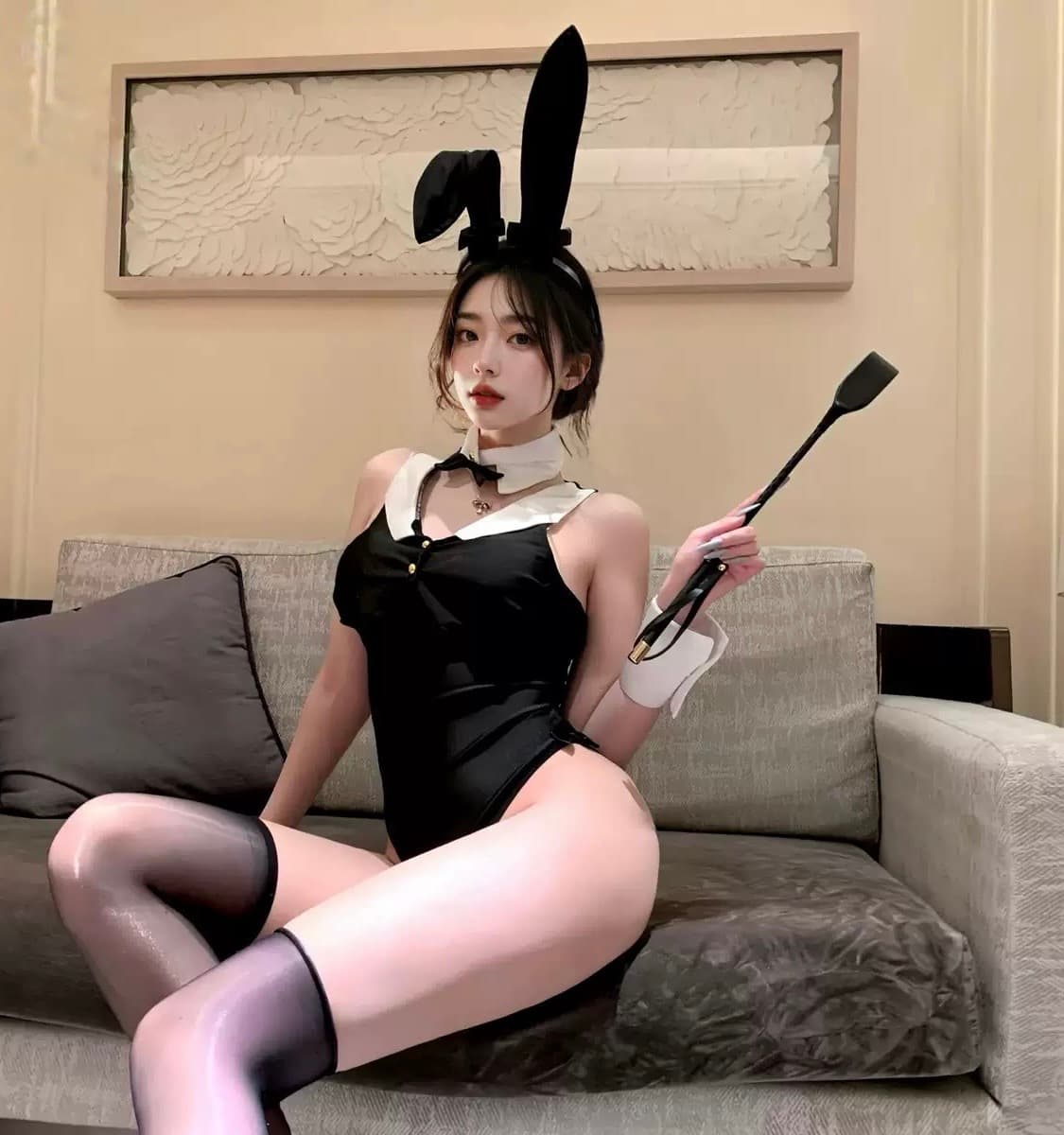 Playful Bunny Costume Bodysuit Set
