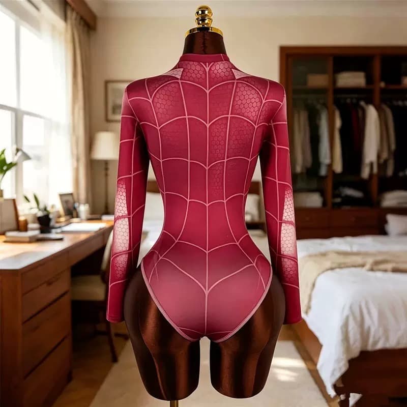 Spider Web Print Long Sleeve Bodysuit – image 3